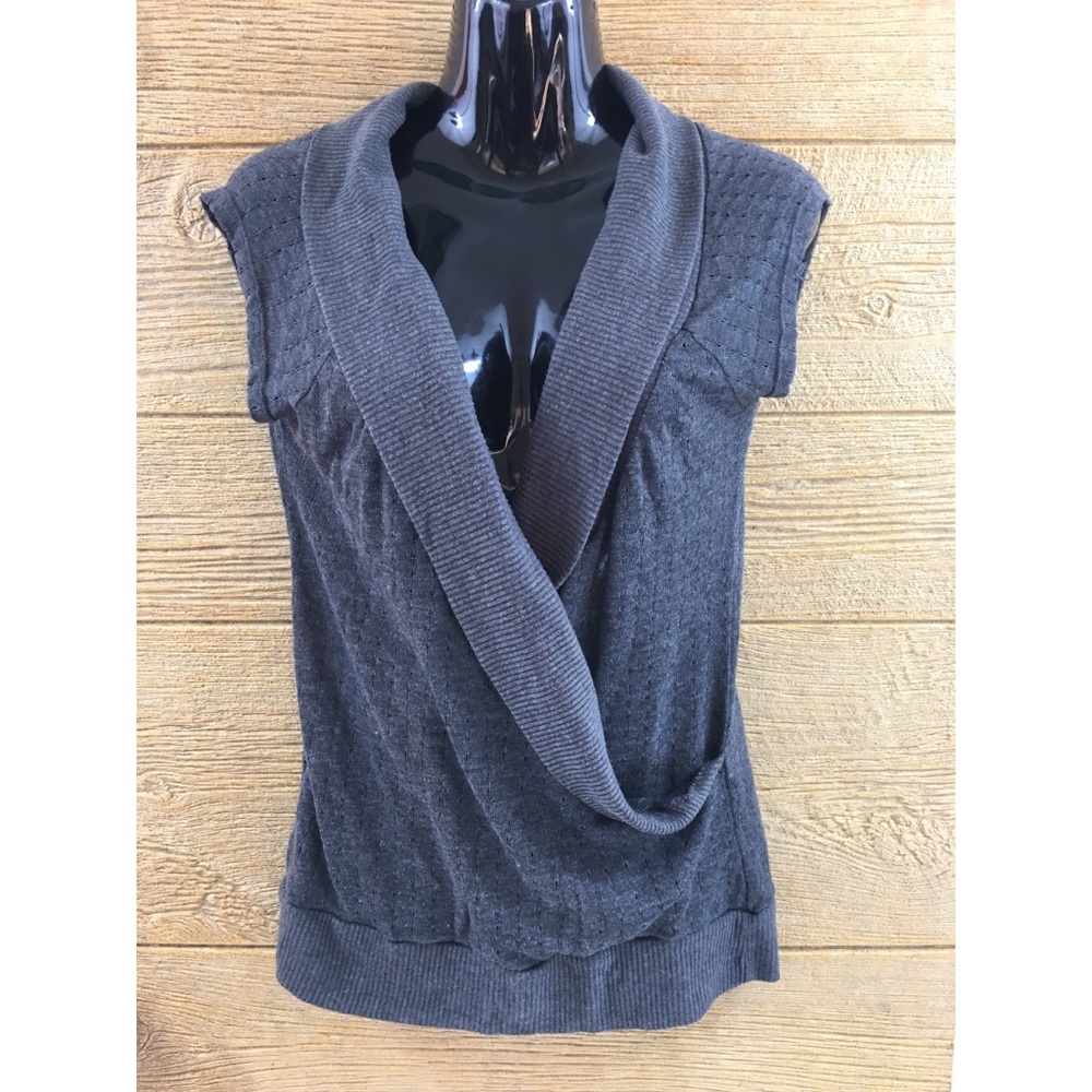 Rennes Womens Top Shirt Wrap Front XL Gray Sweater